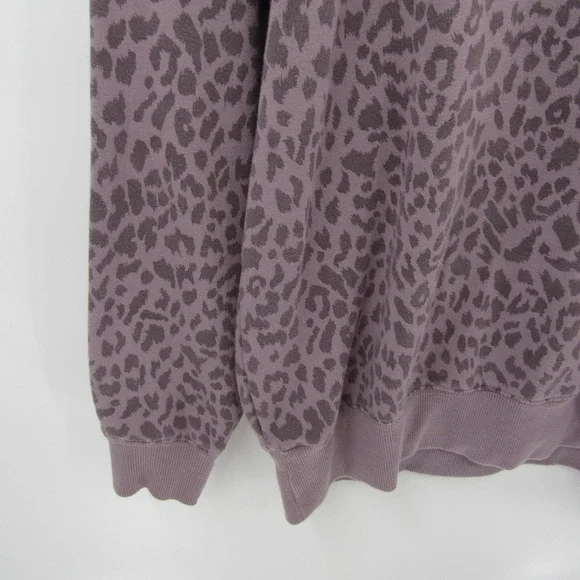 Womens M Purple Leopard Print Hoodie Casual Cozy Streetwear Layering Top - Picture 3 of 13